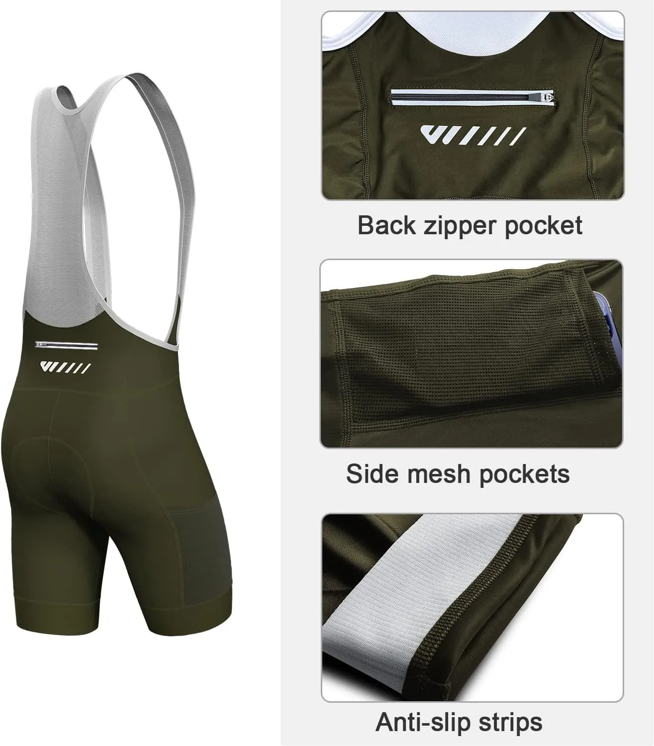 Logas Cycling Bib Shorts Men Cycling Shorts with Shoulder Straps Bike Biking Bibs with 4D Padding Breathable Quick-Dry