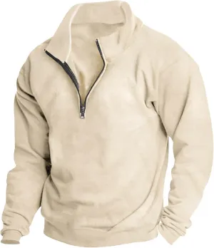 Long Sleeve Sweatshirts for Men Loose Stylish Turtleneck Quarter Zip Pullover Shirt Vintage Comfy Fishing Sweatshirt