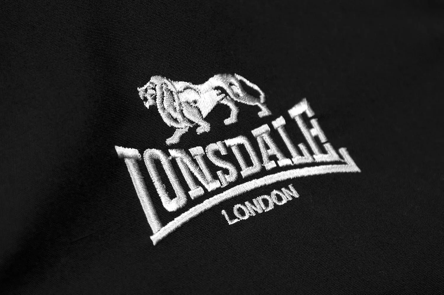 Lonsdale Classic Men's Logo Harrington Jacket Black England Style Slim-Fit