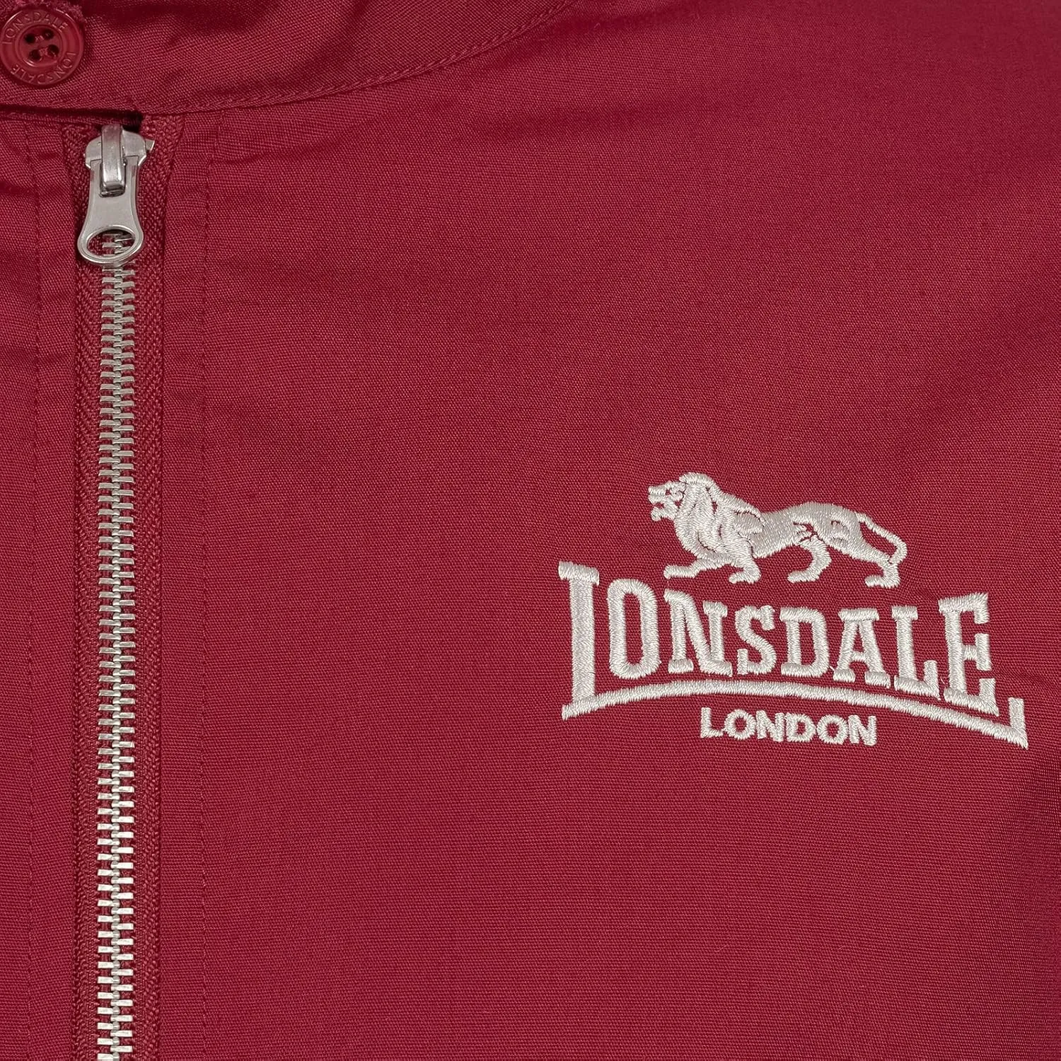 Lonsdale Classic Men's Logo Harrington Jacket England Style Cherry Red Slim-Fit