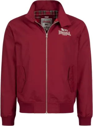 Lonsdale Classic Men's Logo Harrington Jacket England Style Cherry Red Slim-Fit