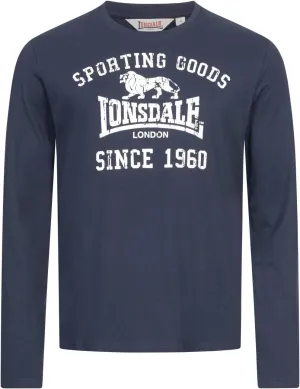 Lonsdale Classic Men's Navy Blue Long Sleeve T-Shirt with Lion Logo Crew-Neck Regular-Fit