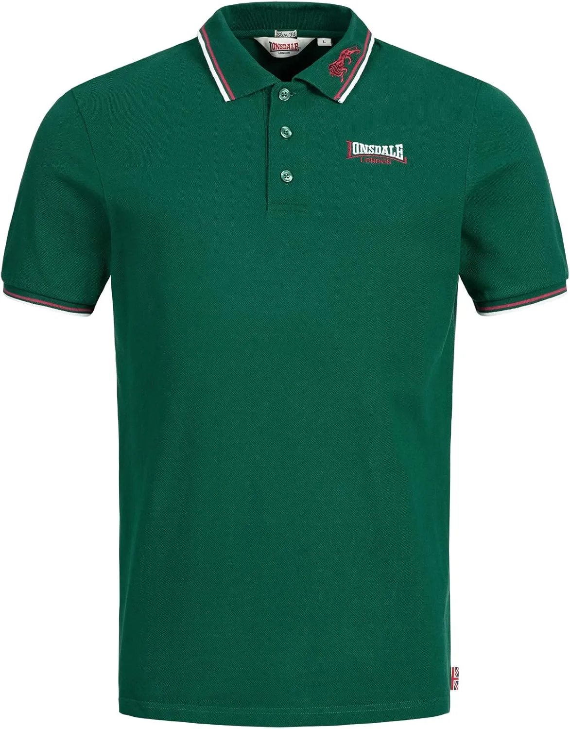 Lonsdale Classic Men's Polo Shirt Embroidered Logo 100% Cotton Pique Slim-Fit