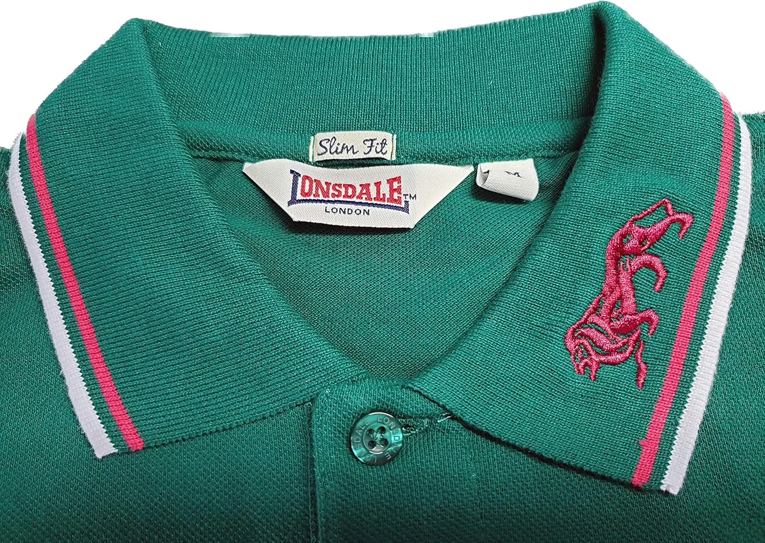 Lonsdale Classic Men's Polo Shirt Embroidered Logo 100% Cotton Pique Slim-Fit