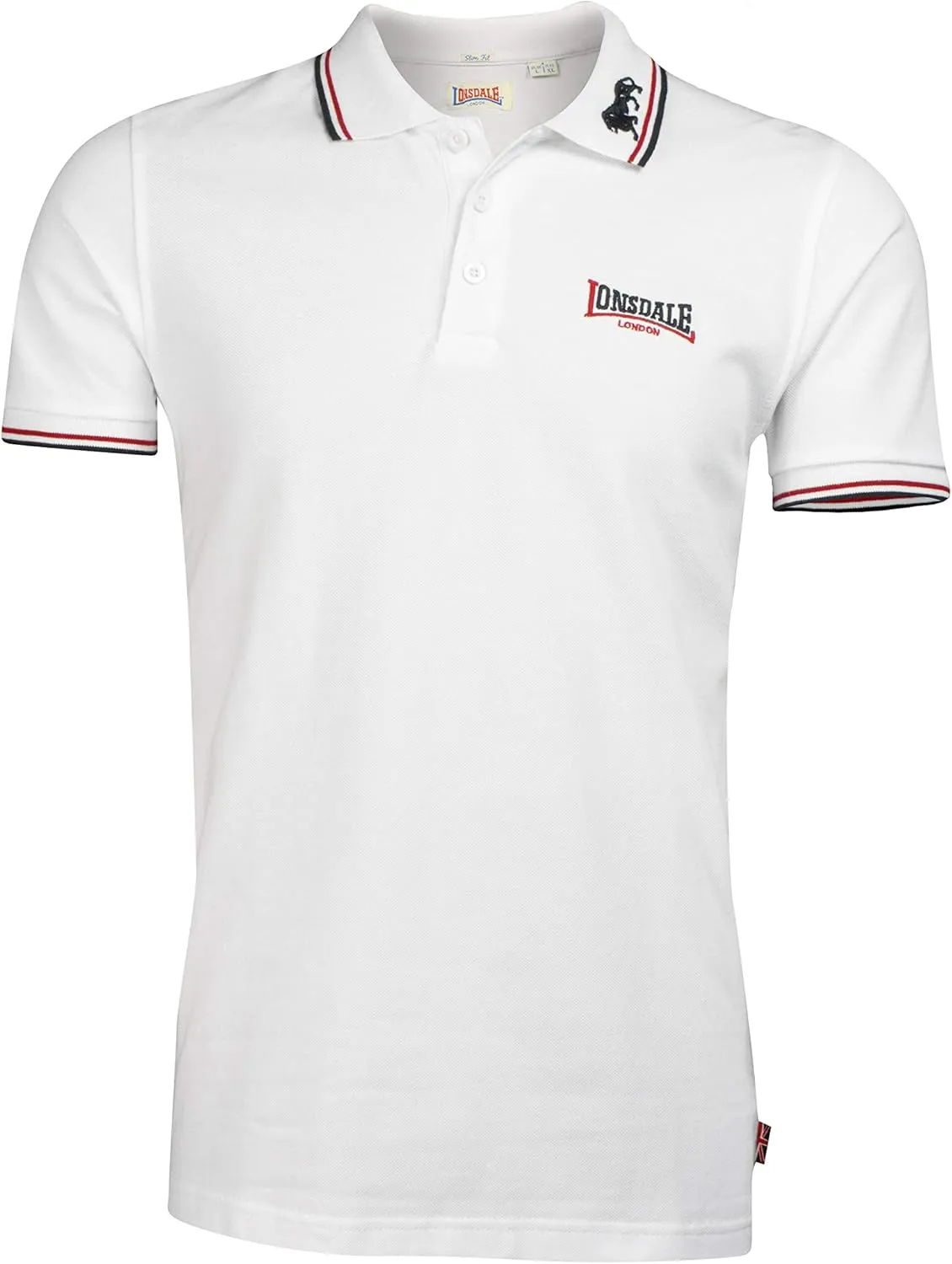 Lonsdale Classic Men's Polo Shirt Embroidered Logo 100% Cotton Pique Slim-Fit