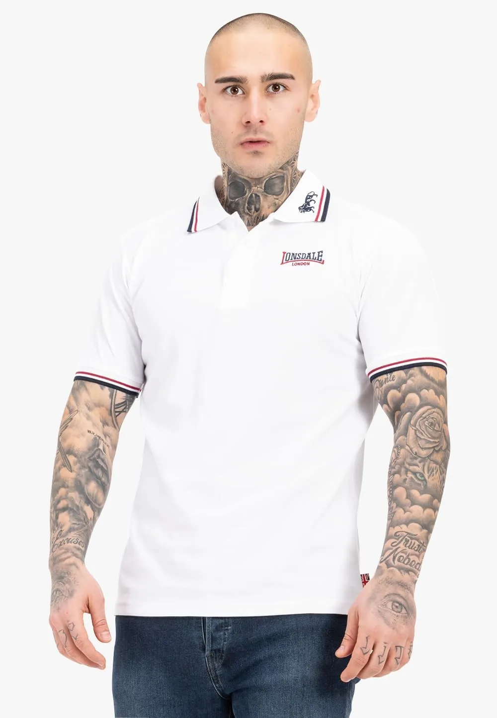 Lonsdale Classic Men's Polo Shirt Embroidered Logo 100% Cotton Pique Slim-Fit