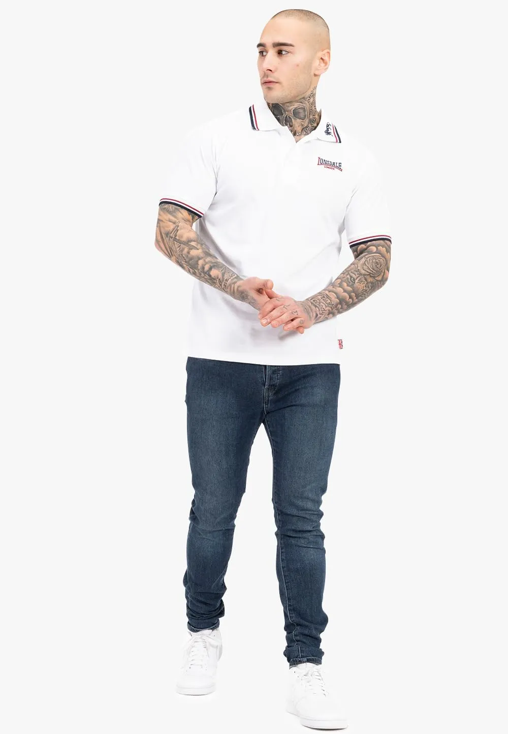 Lonsdale Classic Men's Polo Shirt Embroidered Logo 100% Cotton Pique Slim-Fit