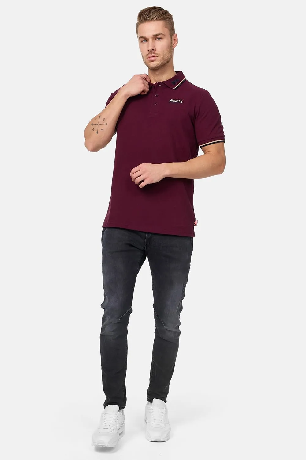 Lonsdale Classic Men's Polo Shirt Embroidered Logo 100% Cotton Pique Slim-Fit