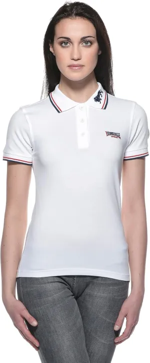 Lonsdale Ladies Womens White Polo Shirt Embroided Logo Stacy