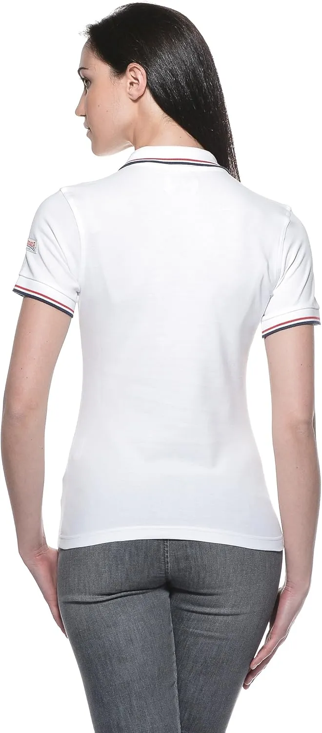 Lonsdale Ladies Womens White Polo Shirt Embroided Logo Stacy