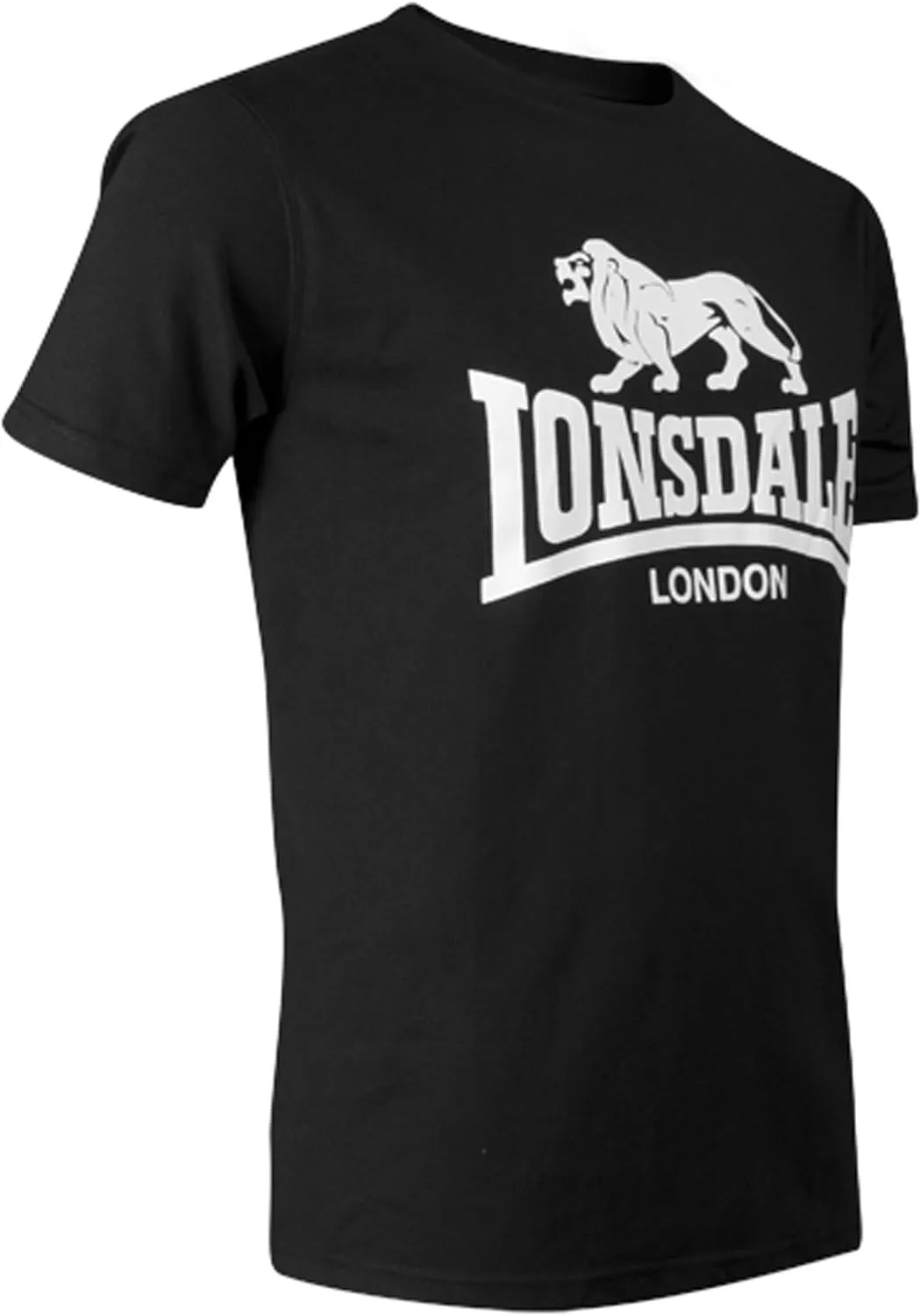 Lonsdale Men´s Black with White Logo Classic Lion Logo T-Shirt Regular Fit