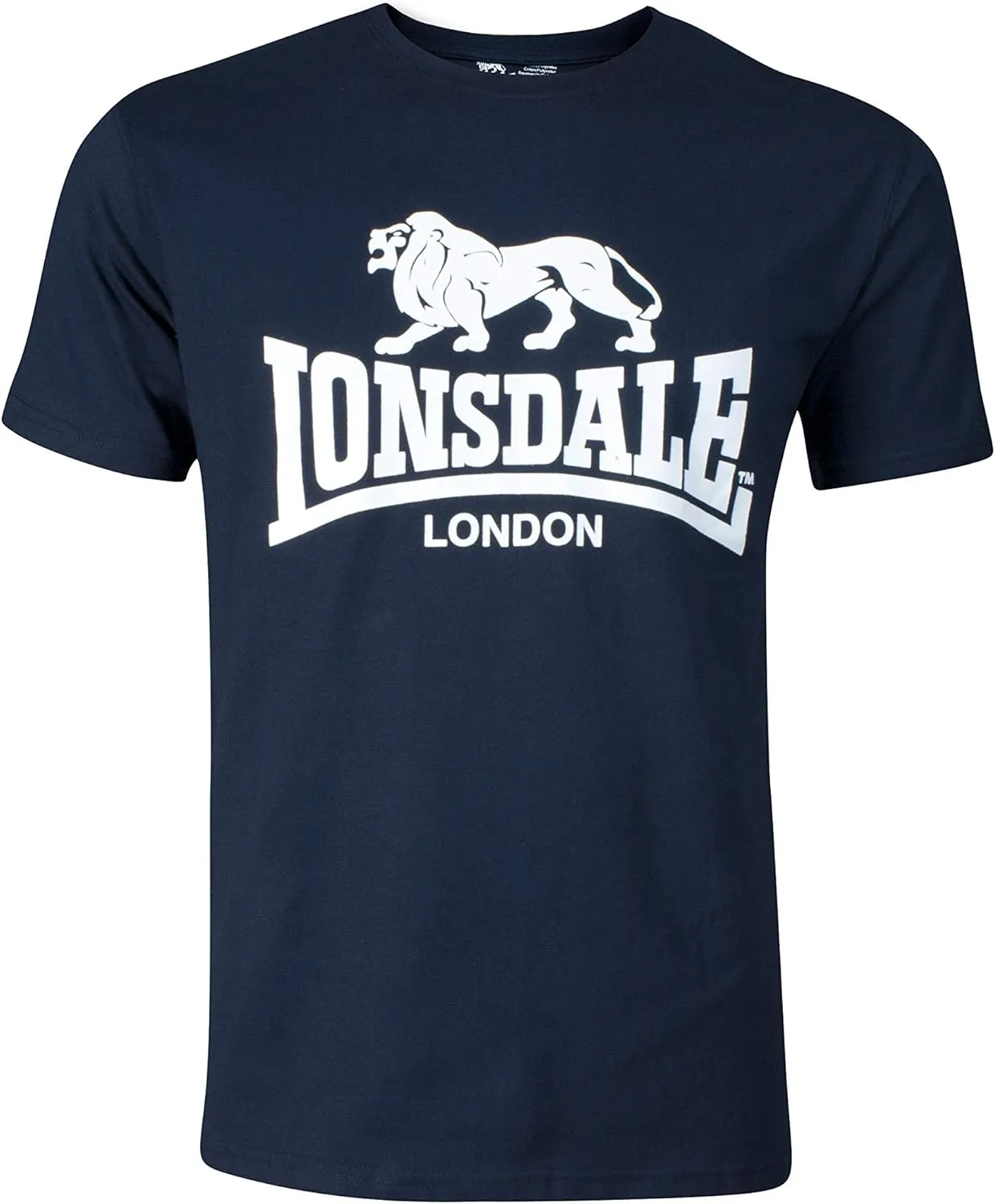Lonsdale Men´s Black with White Logo Classic Lion Logo T-Shirt Regular Fit