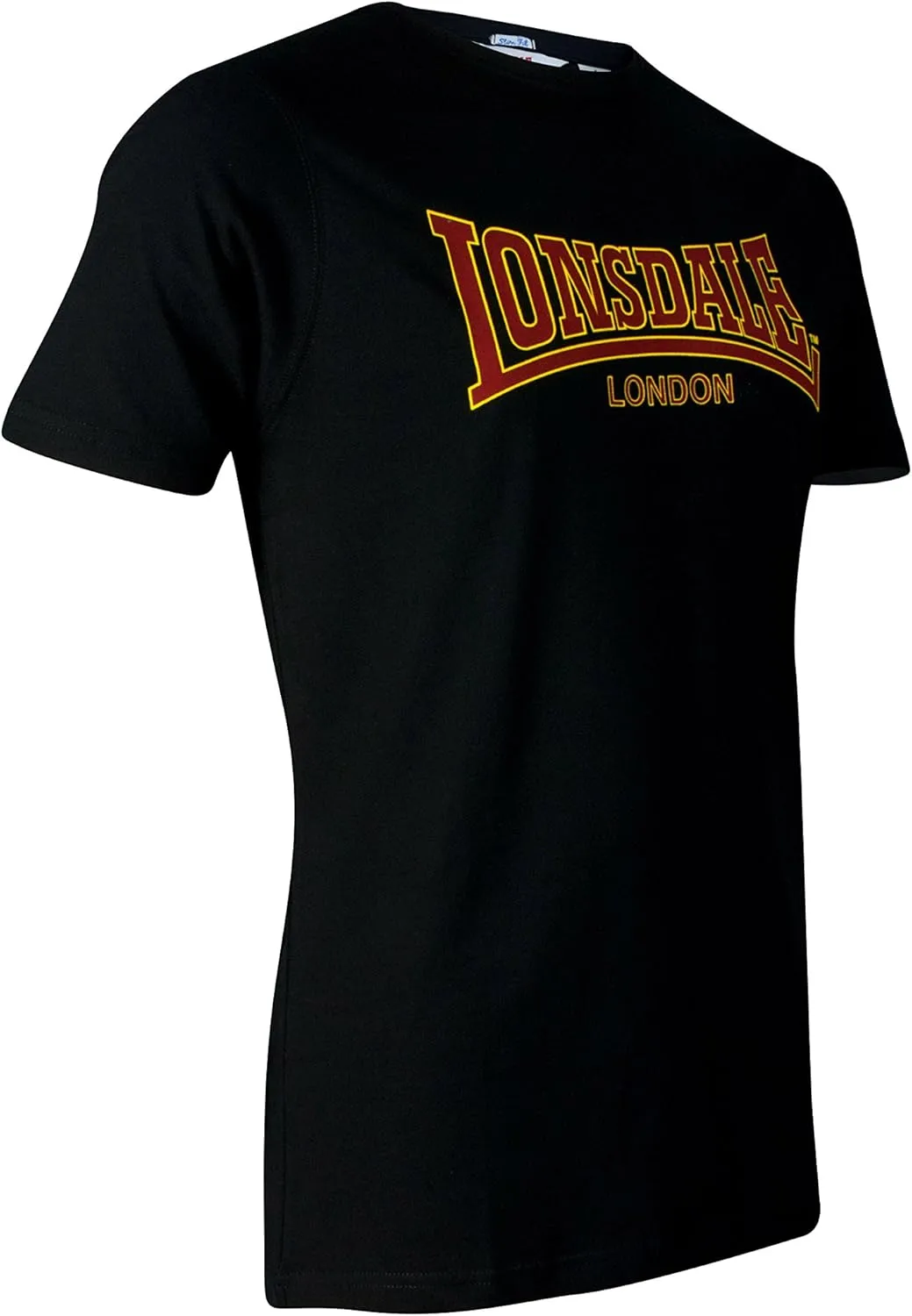 Lonsdale Men's Classic Flock Print Premium Logo T-Shirt 100% Cotton Slim-Fit