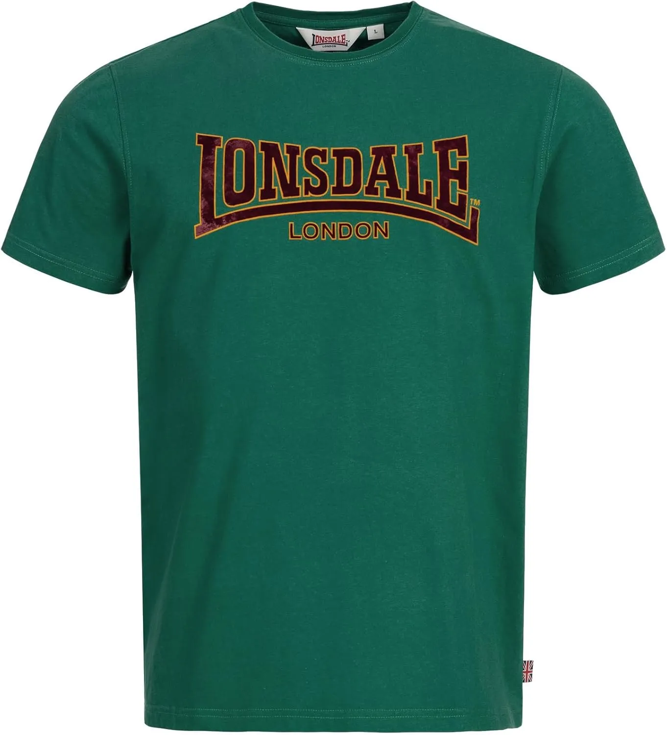 Lonsdale Men's Classic Flock Print Premium Logo T-Shirt 100% Cotton Slim-Fit