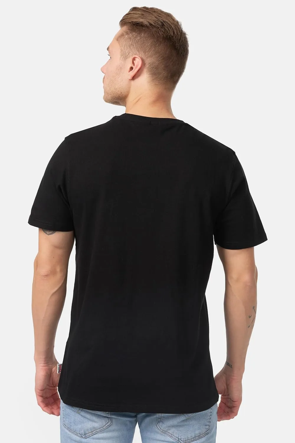 Lonsdale Men's Classic Flock Print Premium Logo T-Shirt 100% Cotton Slim-Fit