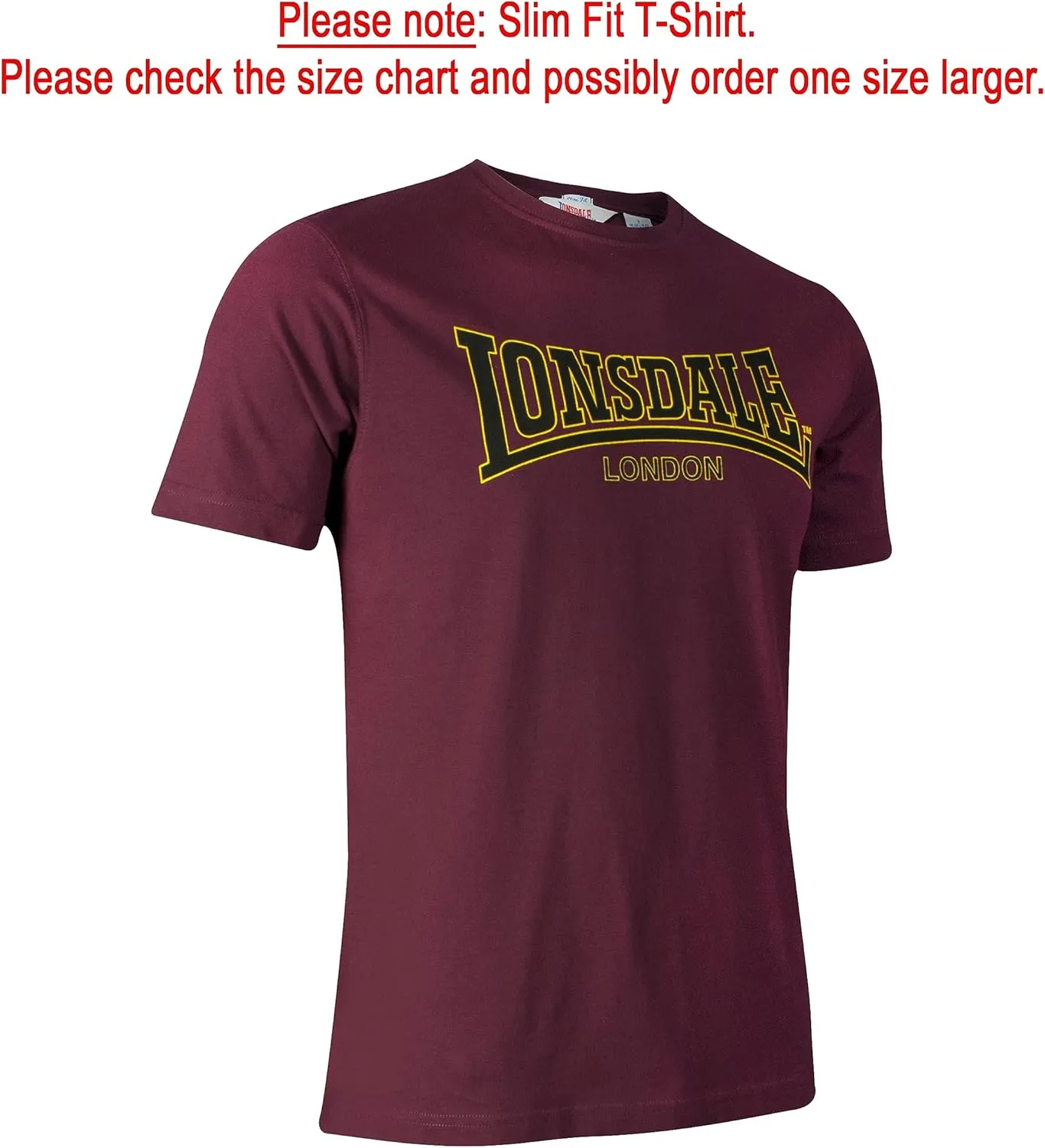 Lonsdale Men's Classic Flock Print Premium Logo T-Shirt 100% Cotton Slim-Fit