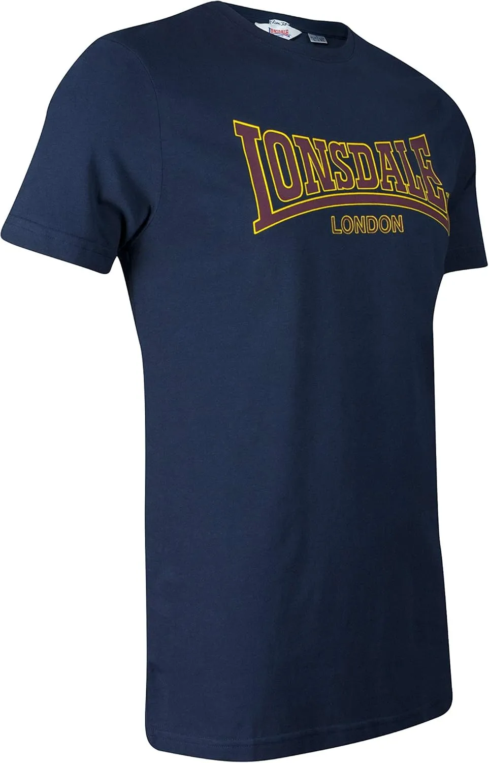 Lonsdale Men's Classic Flock Print Premium Logo T-Shirt 100% Cotton Slim-Fit