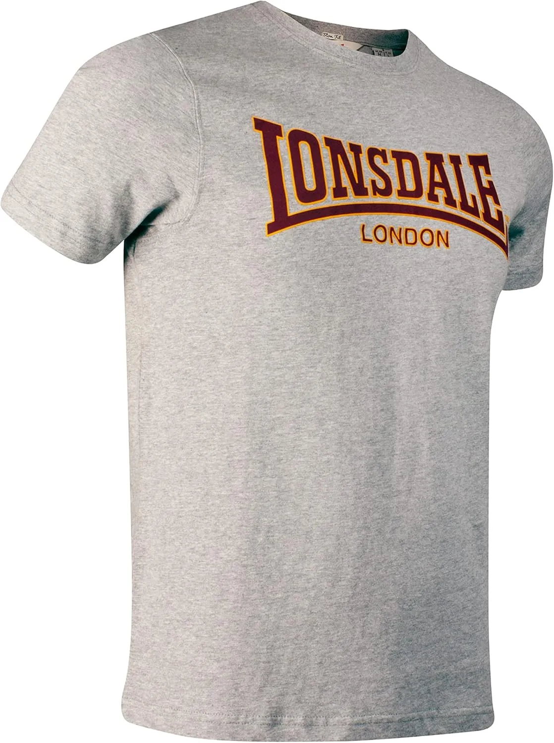 Lonsdale Men's Classic Flock Print Premium Logo T-Shirt 100% Cotton Slim-Fit