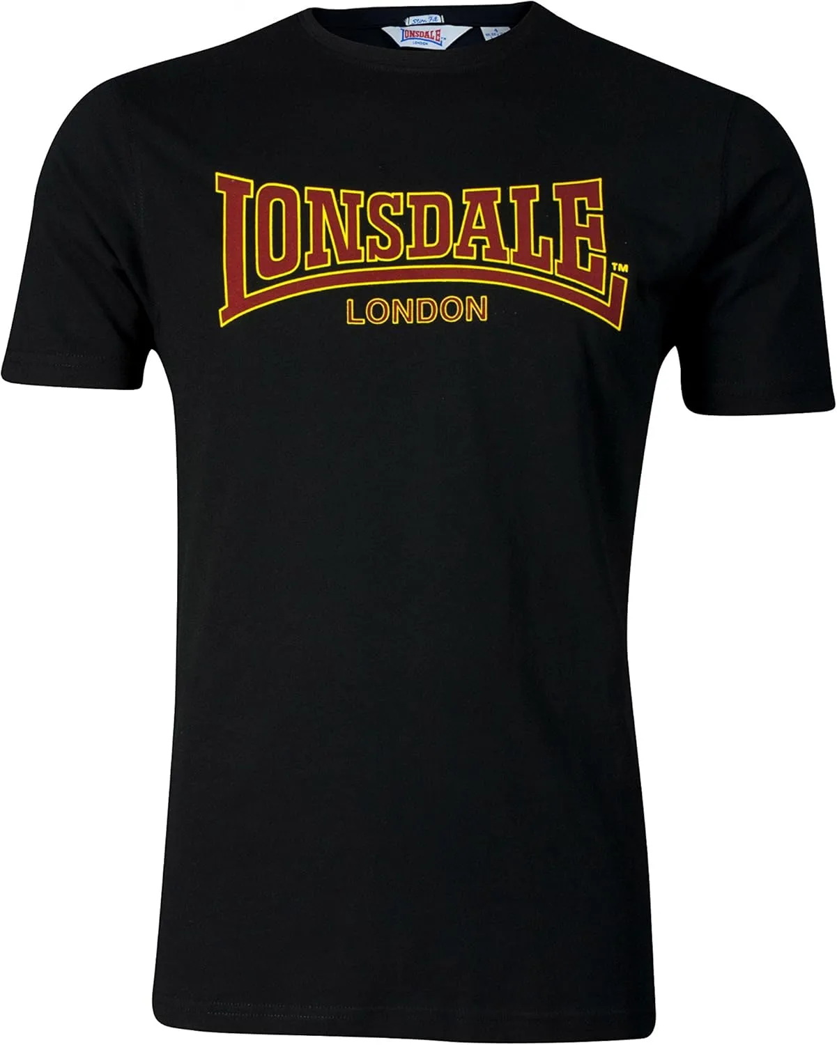 Lonsdale Men's Classic Flock Print Premium Logo T-Shirt 100% Cotton Slim-Fit