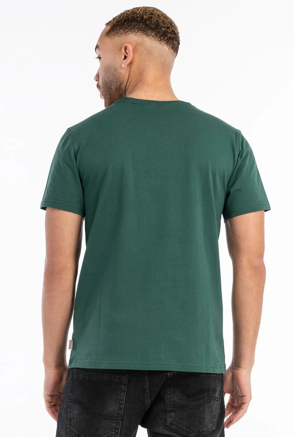 Lonsdale Men's Classic Flock Print Premium Logo T-Shirt 100% Cotton Slim-Fit