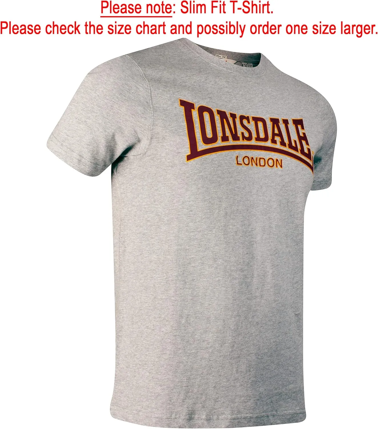 Lonsdale Men's Classic Flock Print Premium Logo T-Shirt 100% Cotton Slim-Fit
