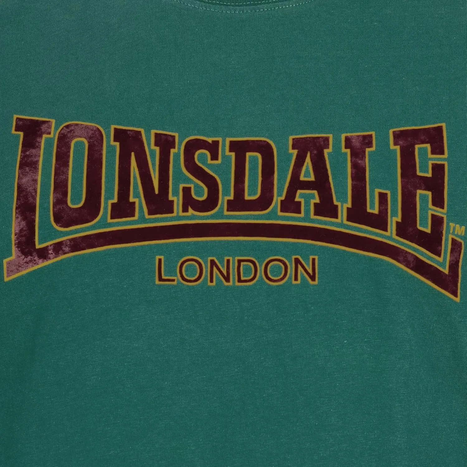Lonsdale Men's Classic Flock Print Premium Logo T-Shirt 100% Cotton Slim-Fit