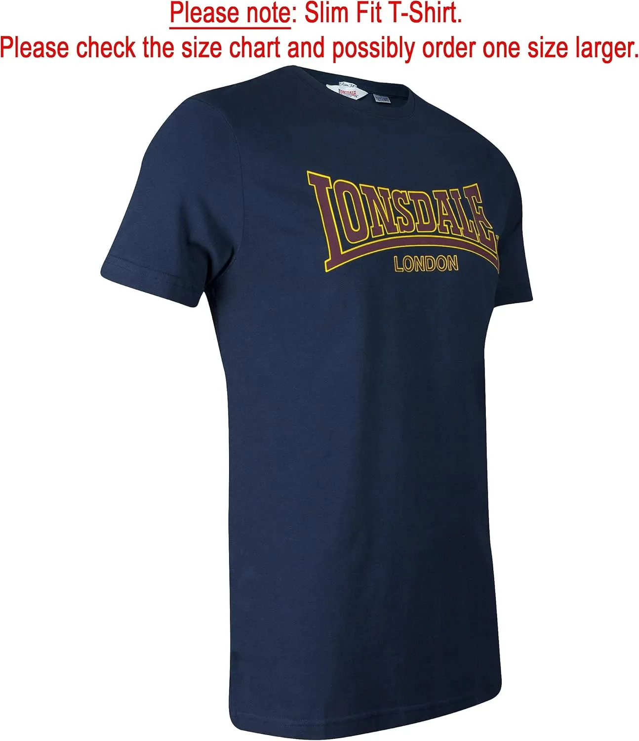 Lonsdale Men's Classic Flock Print Premium Logo T-Shirt 100% Cotton Slim-Fit