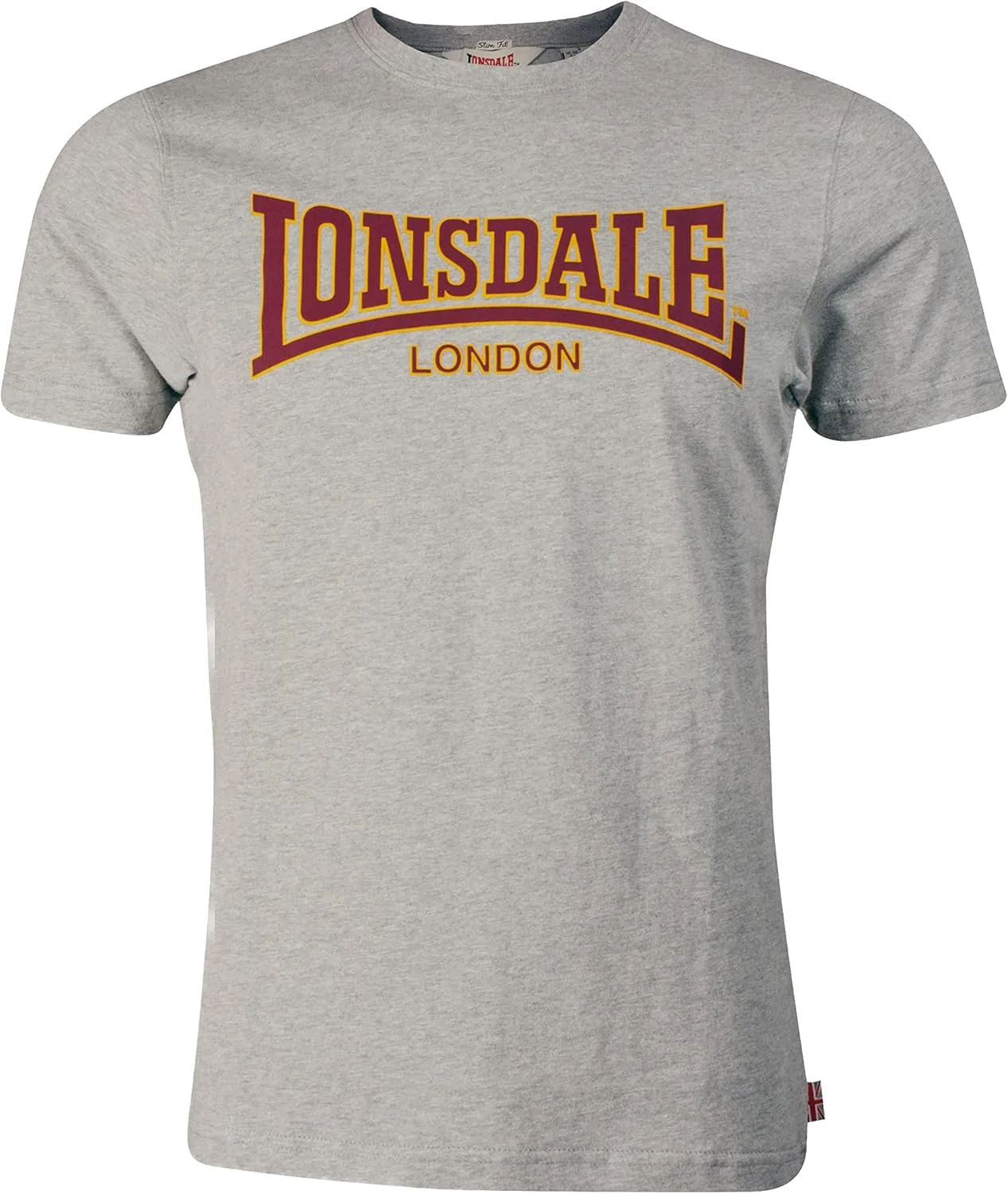 Lonsdale Men's Classic Flock Print Premium Logo T-Shirt 100% Cotton Slim-Fit