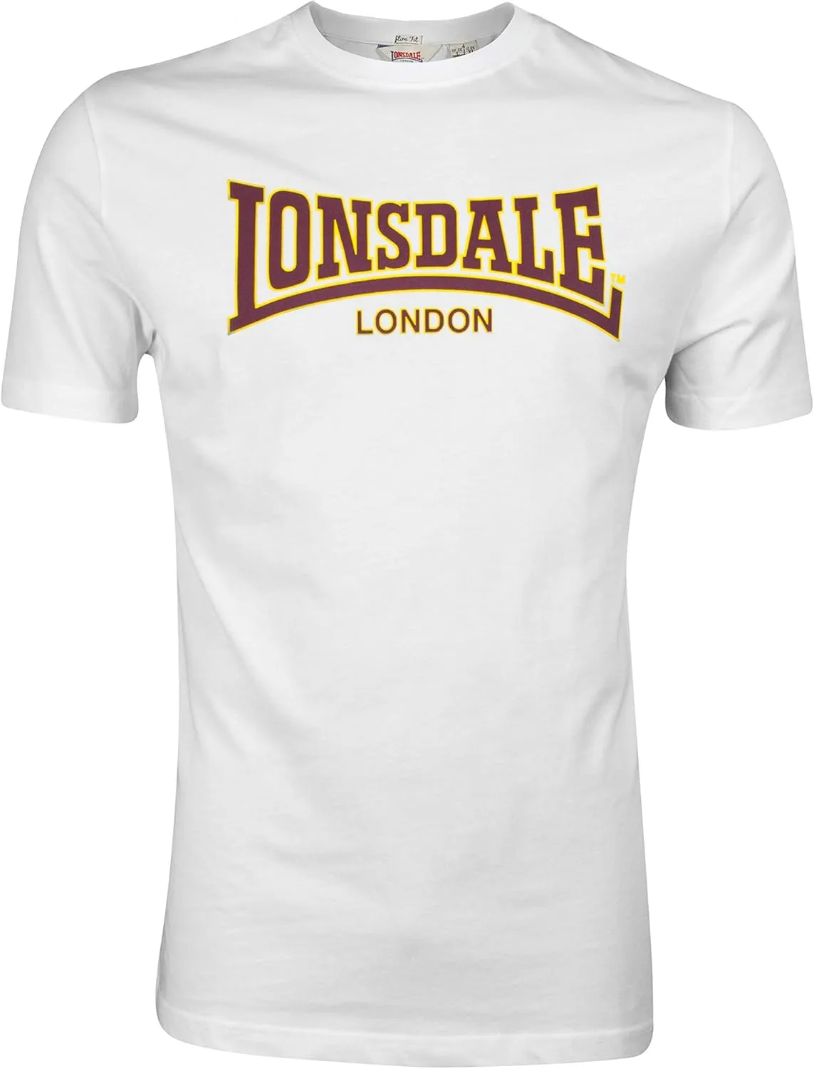 Lonsdale Men's Classic Flock Print Premium Logo T-Shirt 100% Cotton Slim-Fit