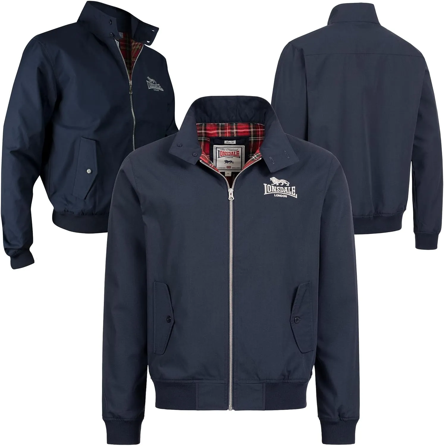 Lonsdale Men´s Classic Harrington Style Jacket Navy Blue England Slim-Fit