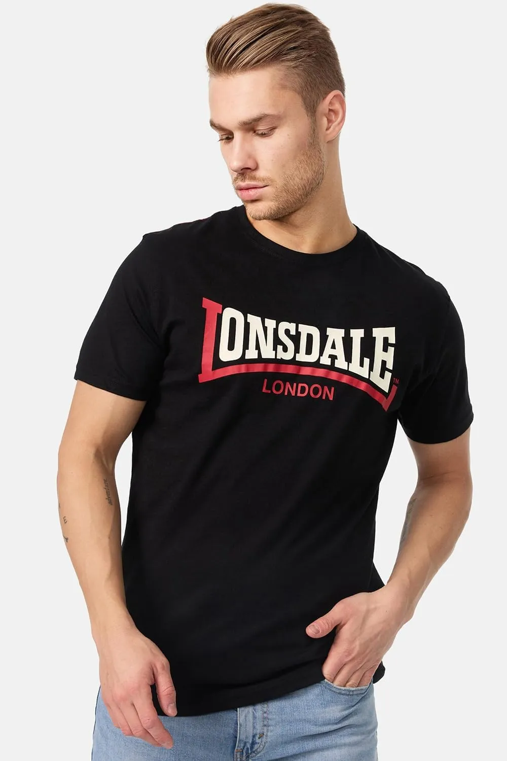 Lonsdale Men's Classic Two-Tone Logo T-Shirt Regular-Fit