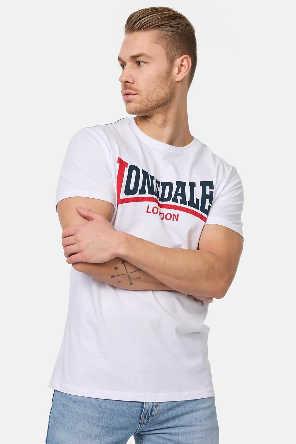 Lonsdale Men's Classic Two-Tone Logo T-Shirt Regular-Fit
