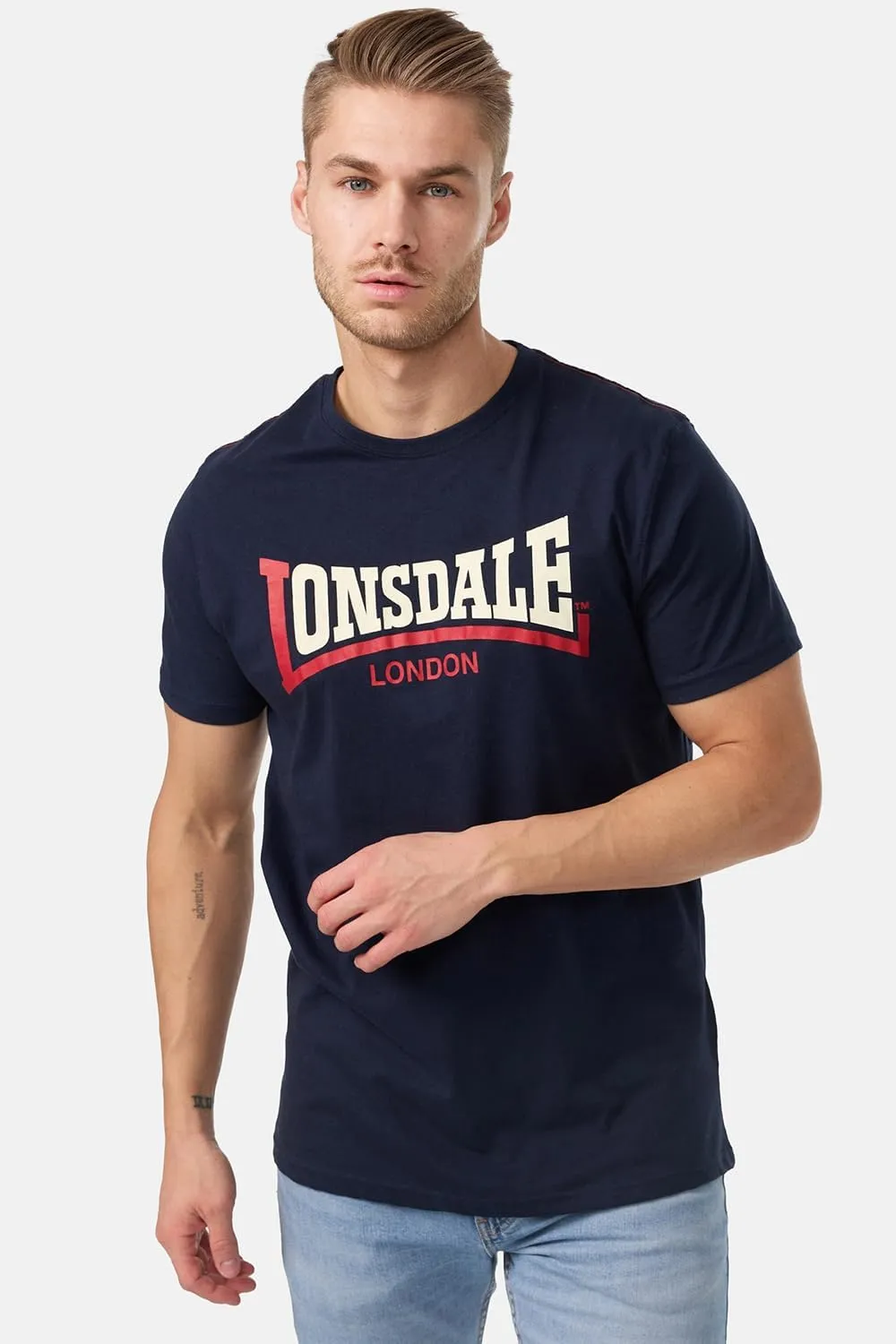 Lonsdale Men's Classic Two-Tone Logo T-Shirt Regular-Fit