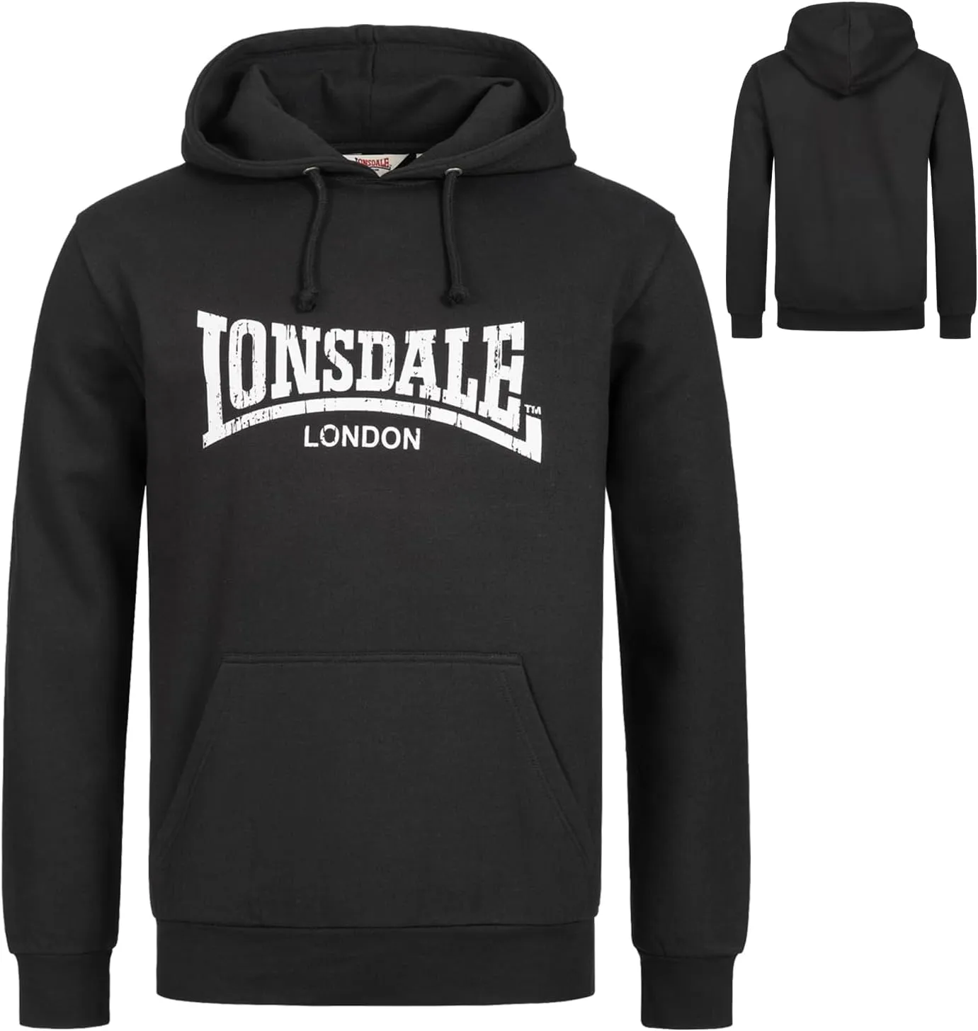 Lonsdale Men´s Regular-fit Hoodie Hooded Sweatshirt Black