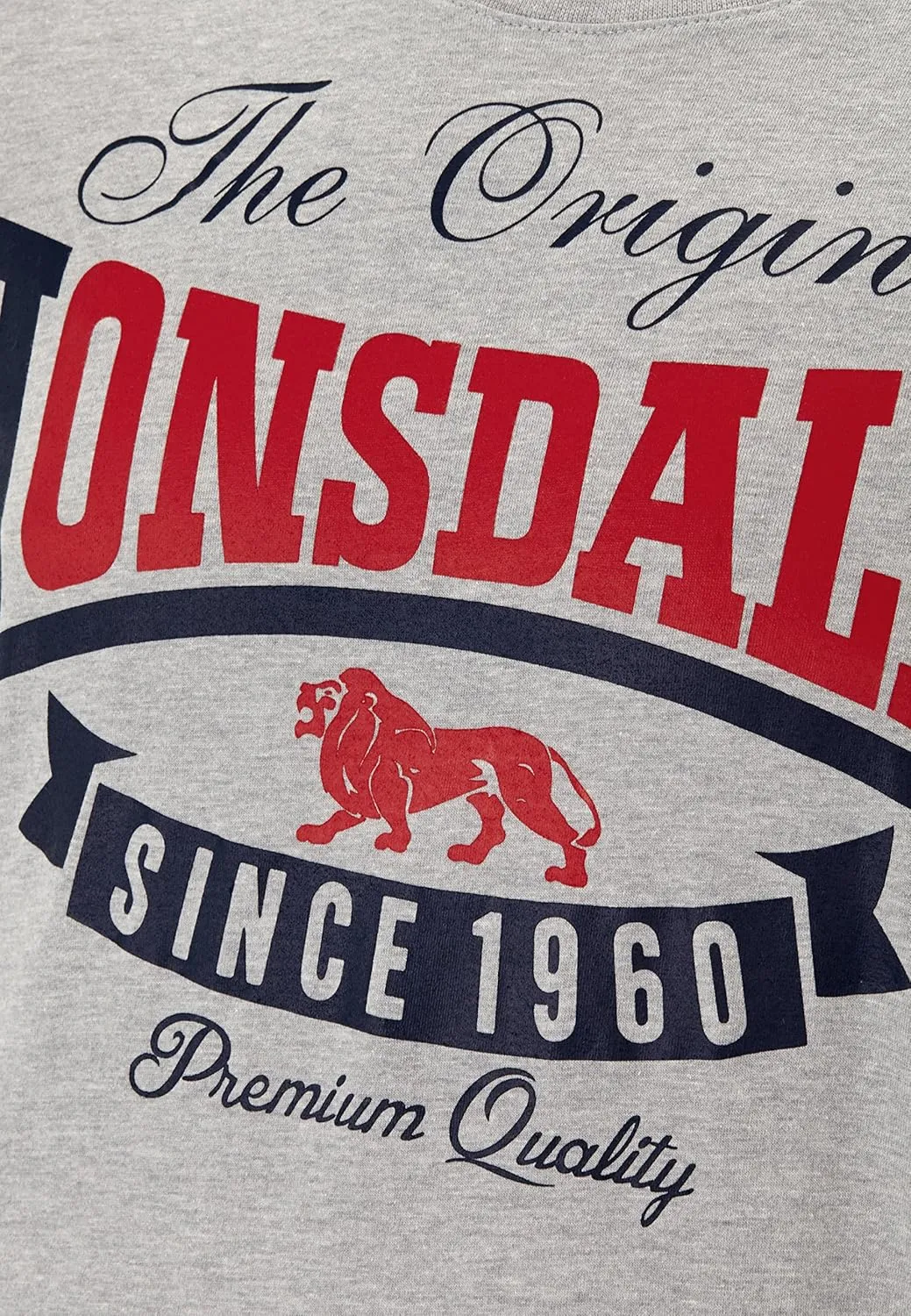 Lonsdale Men´s Regular Fit Premium T-Shirt Logo Original Since 1960 Grey