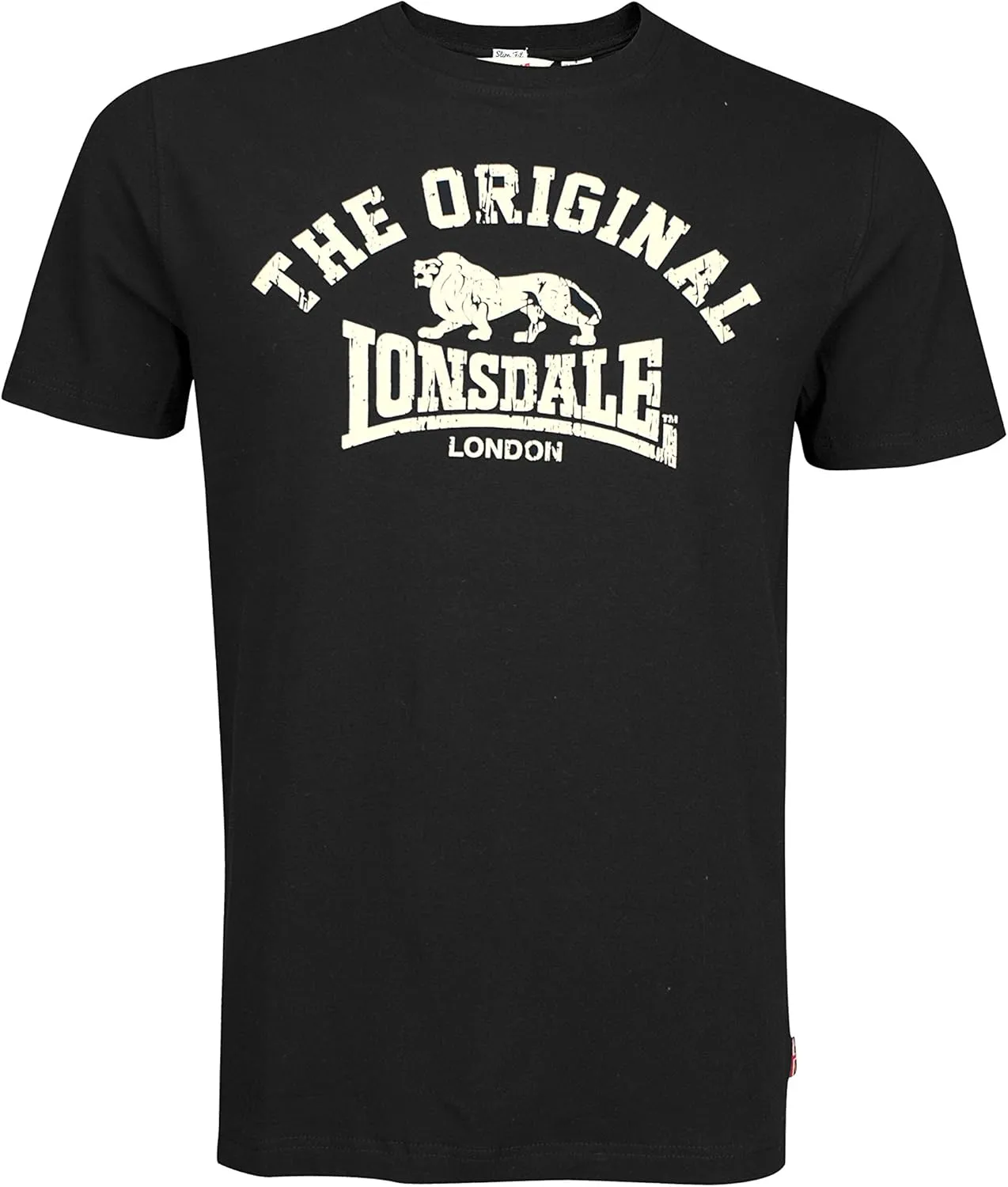 Lonsdale Men's T-Shirt Black The Original Lion Regular-Fit