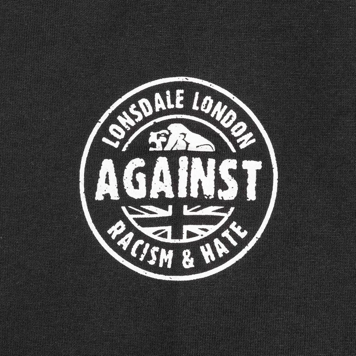 Lonsdale Men's T-Shirt Chest Logo with Against Racism & Hate on Arm Regular Fit