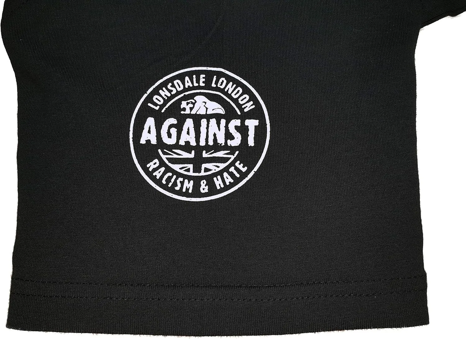 Lonsdale Men's T-Shirt Chest Logo with Against Racism & Hate on Arm Regular Fit