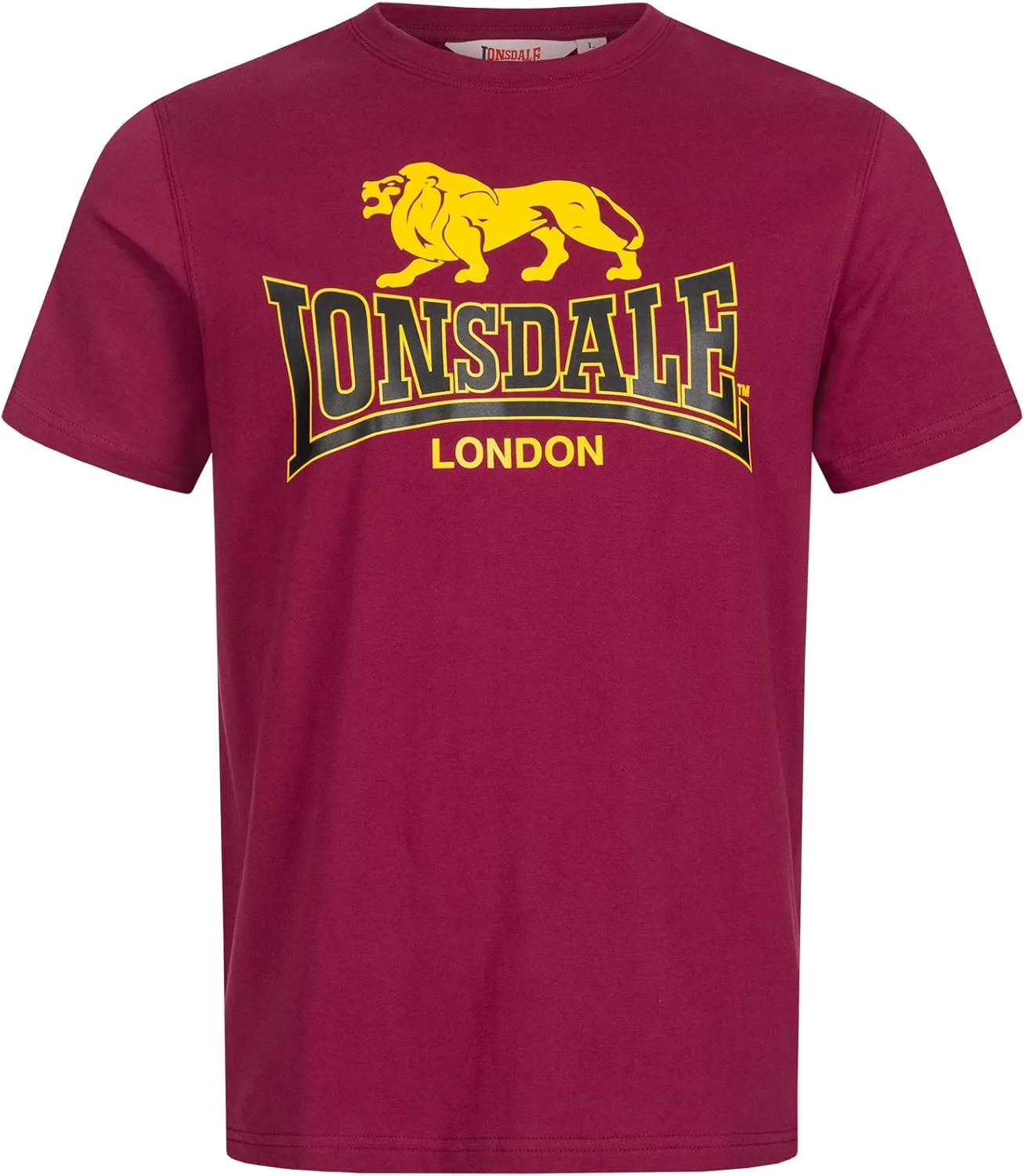 Lonsdale Men's T-Shirt Classic Logo Lion 100% Cotton Regular Fit