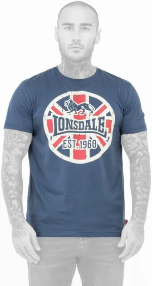 Lonsdale Men's T-Shirt Classic Vintage Logo Lion Blue White Red 100% Cotton Regular-Fit