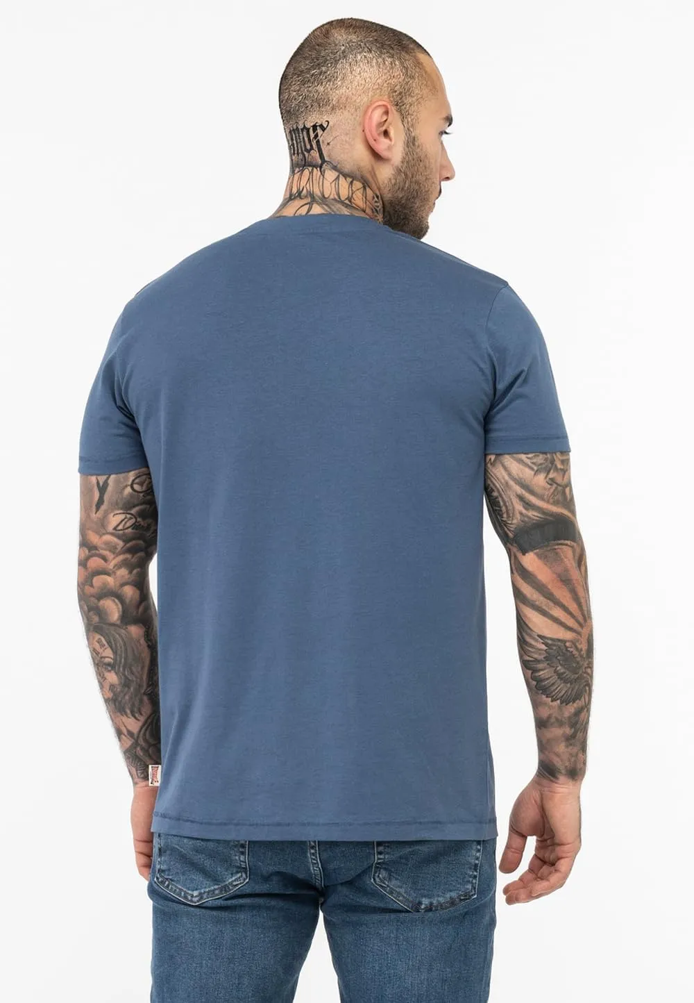 Lonsdale Men's T-Shirt Classic Vintage Logo Lion Blue White Red 100% Cotton Regular-Fit