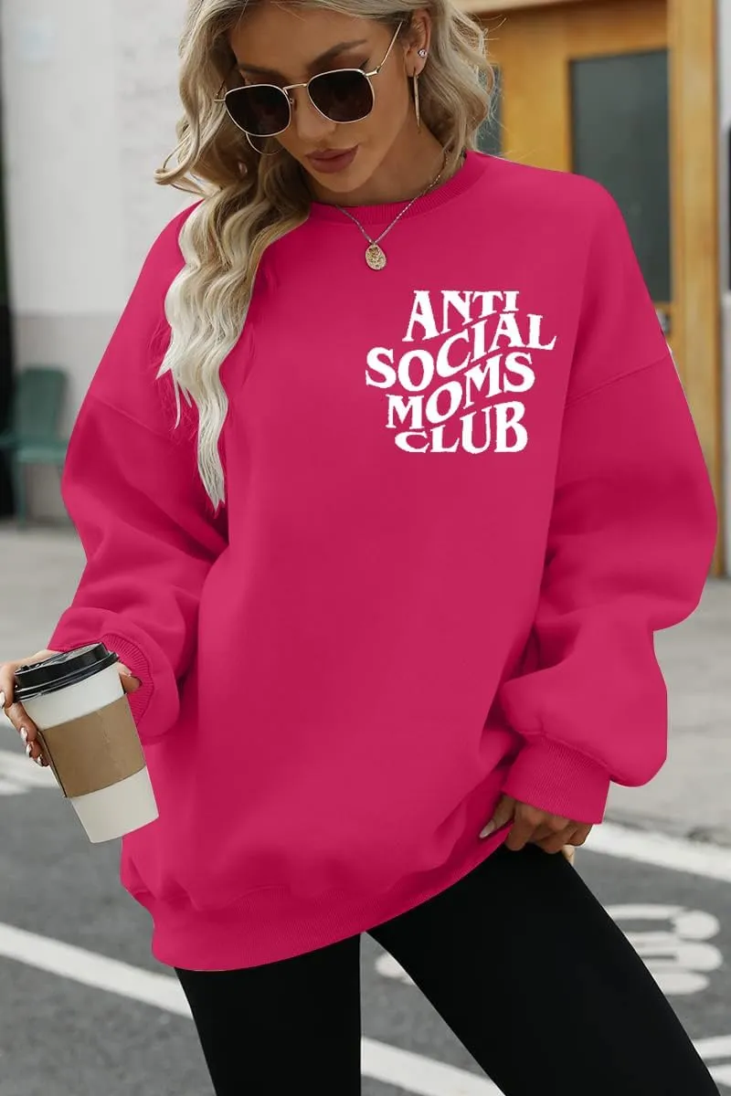 LOTUCY Crewneck Mama Sweatshirt Women Round Neck Casual Oversized Pullover Hoodies Long Sleeve Blouse Tops