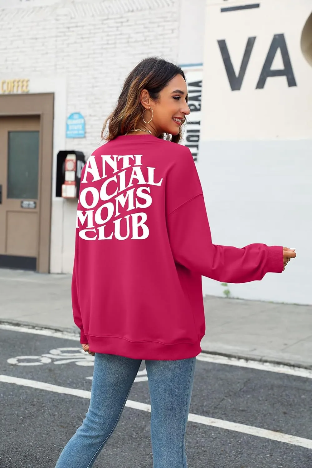 LOTUCY Crewneck Mama Sweatshirt Women Round Neck Casual Oversized Pullover Hoodies Long Sleeve Blouse Tops