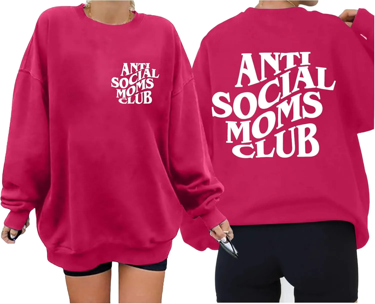 LOTUCY Crewneck Mama Sweatshirt Women Round Neck Casual Oversized Pullover Hoodies Long Sleeve Blouse Tops