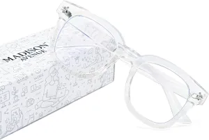 Madison Avenue Blue Light Blocking Glasses Oversized Fashion Blue Light Glasses for Women Anti Eyestrain & UV Protection Computer Eyeglasses (Clear)
