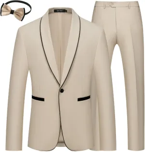 MAGE MALE Mens 2 Pieces Tuxedo Shawl Lapel Slim Fit One Button Color Clashing Design Suit Wedding Blazer Jacket and Pants Set