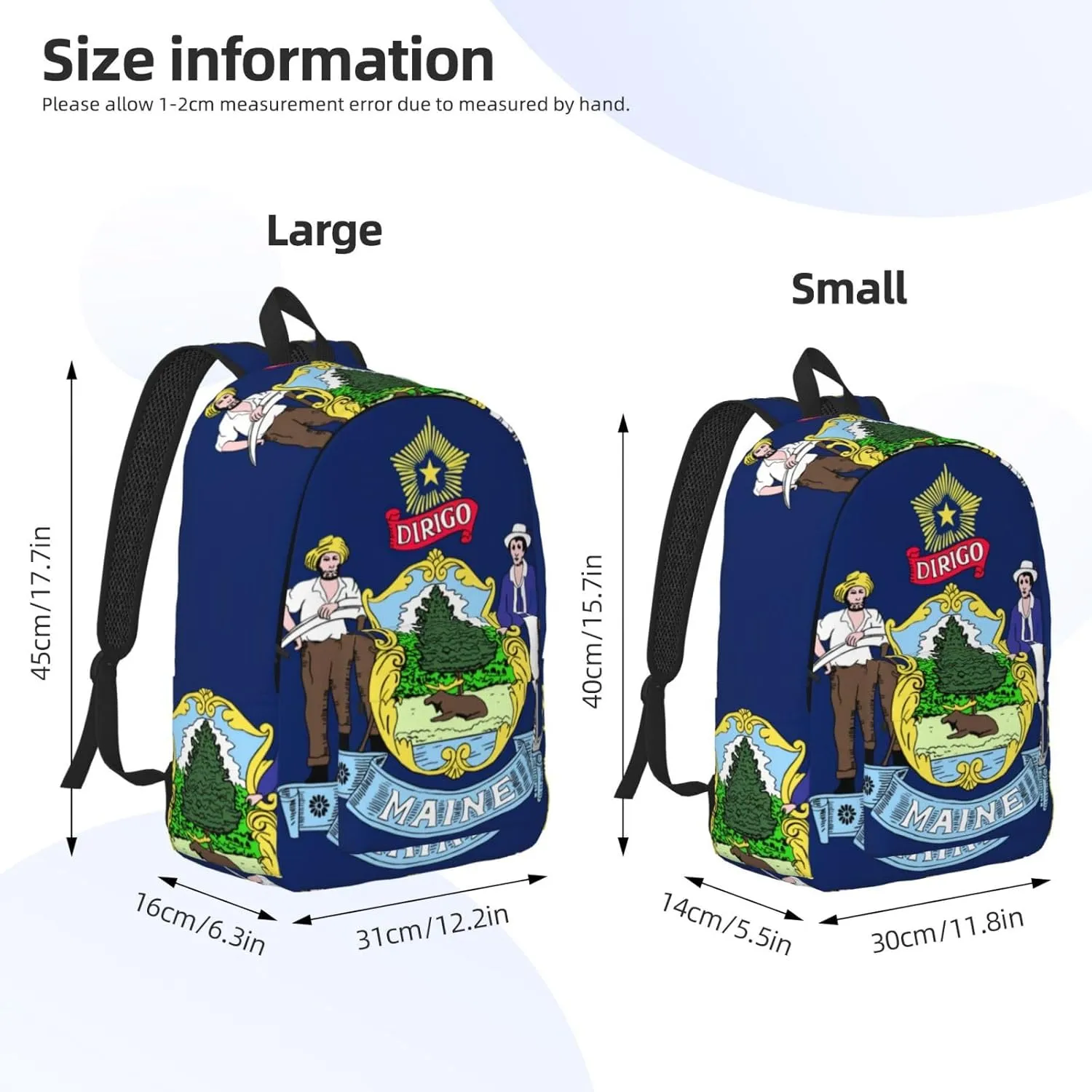 Maine State Flag Print Laptop Backpack For Women Travel Canvas Bookbag For Men Outdoor Fashion Casual Daypack