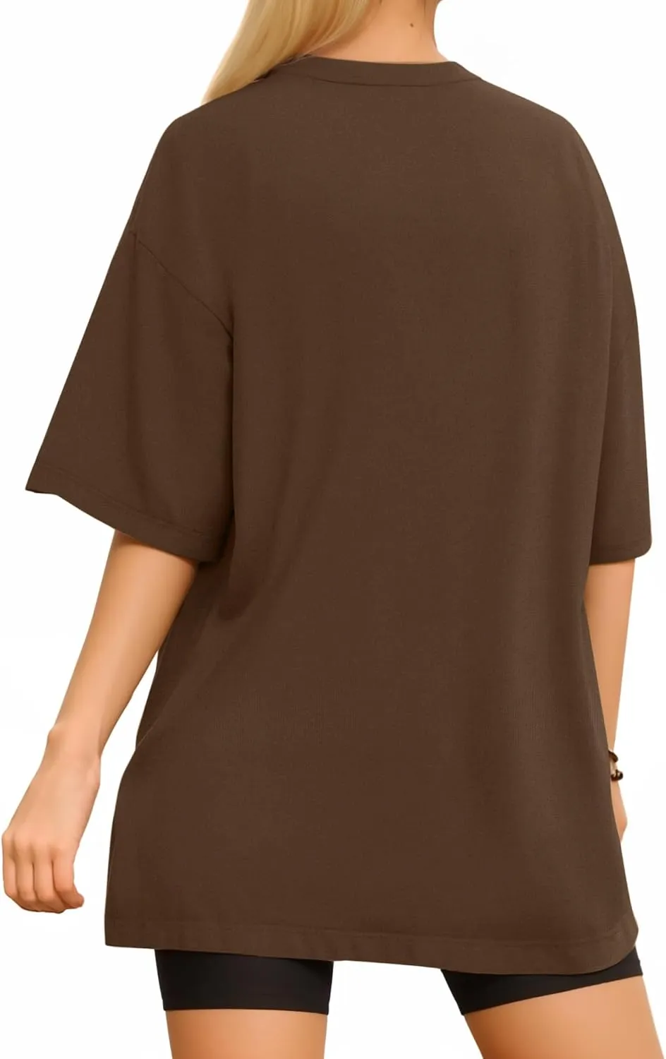 MANGOPOP Women's Oversized T Shirts Short Sleeve Crewneck Loose Fit Tops Summer Basic Tee