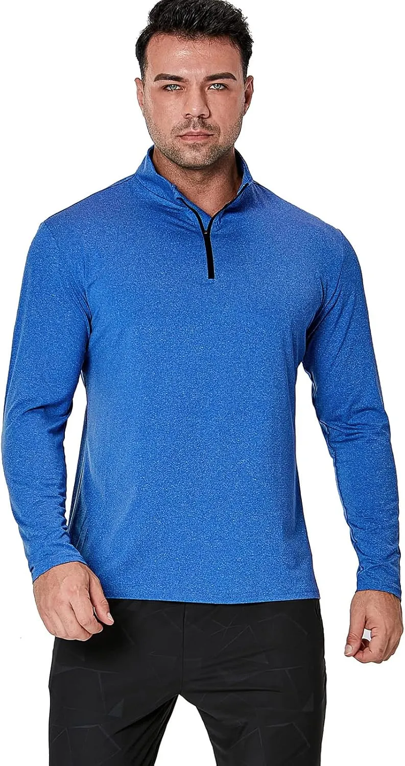 MANSDOUR Men's Quick-Dry Active Sports Shirts Quarter Zip Long Sleeve Running Pullover Tops Outdoor Sweatshirt
