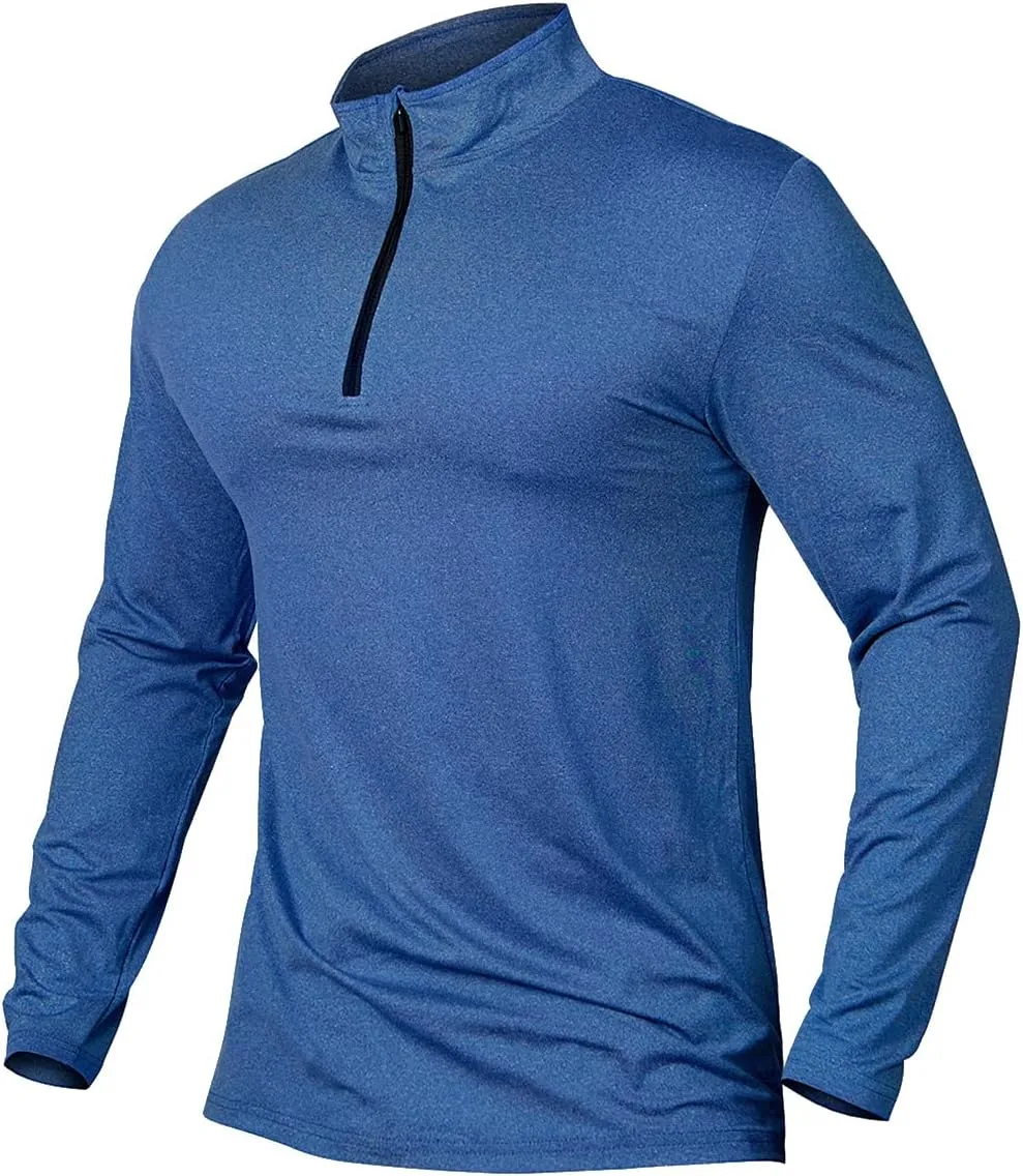 MANSDOUR Men's Quick-Dry Active Sports Shirts Quarter Zip Long Sleeve Running Pullover Tops Outdoor Sweatshirt